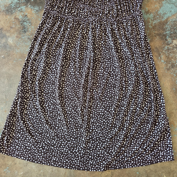 Vintage 90s Milkmaid Style Midi Dress Size XL Brown Dots Fairy Whimsygoth Beyer - Picture 5 of 9